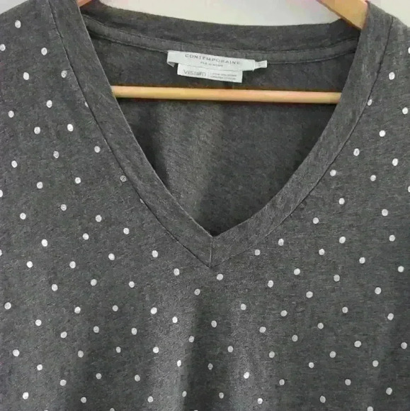 SIMONS | Contemporaine Dark Grey Polka Dot 3/4 Length Sleeved Top - Picture 3 of 4